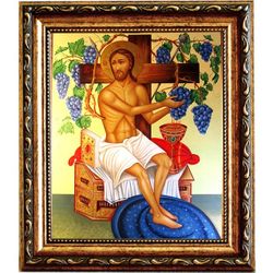 Христос Виноградная Лоза. Икона Иисуса Христа на холсте
