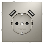 Розетка встраиваемая VOLTUM S70 с заземлением и защитными шторками, 16А, с USB, A+A, (кашемир)