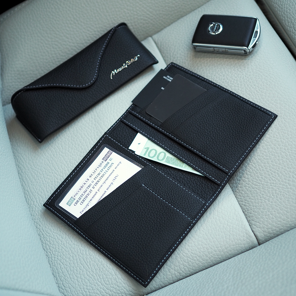 Обложка на паспорт и для автодокументов Paris Easy из натуральной кожи теленка черного цвета