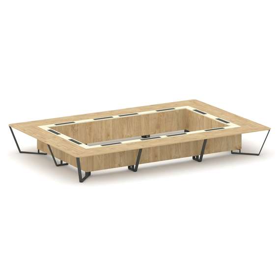 Steel Meet Стол переговорный прямоугольный KMK-PR.B.SP-26K2 Тиквуд Светлый/Ваниль Глянец/Металл Антр