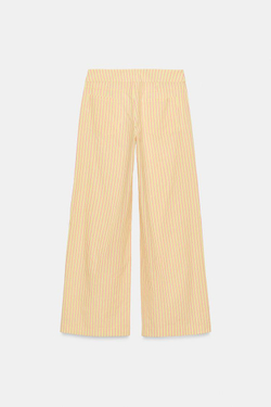ZARA БРЮКИ ПРЯМОГО КРОЯ В ПОЛОСКУ, ЖЕЛТЫЙ