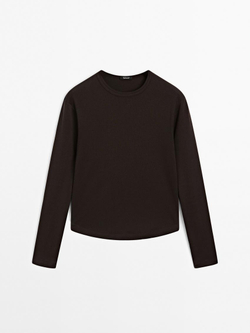 Massimo Dutti Футболка из 100% хлопка, коричневый