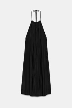 ZARA СВОБОДНОЕ ПЛАТЬЕ С ГОРЛОВИНОЙ ХАЛТЕР, ЧЕРНЫЙ