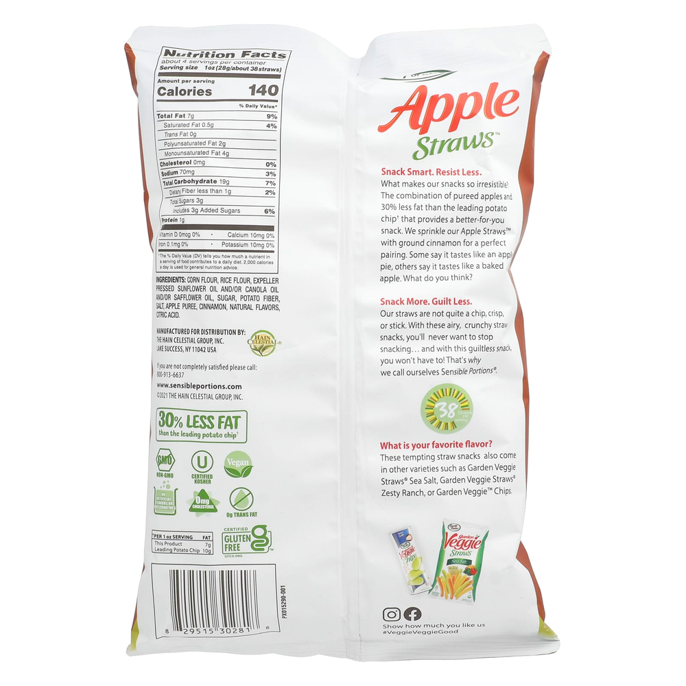 Sensible Portions, Яблочная соломка, корица, 120 г (4,25 унции)