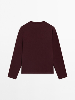 Massimo Dutti Лонгслив из 100% хлопка, бургундский
