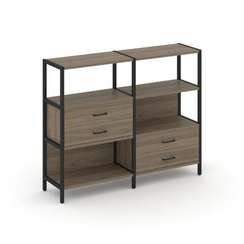 Shelf System Двухсекционный стеллаж трехярусный с ящиками SN.STM-323 Вяз Благородный/Металл Черный 1