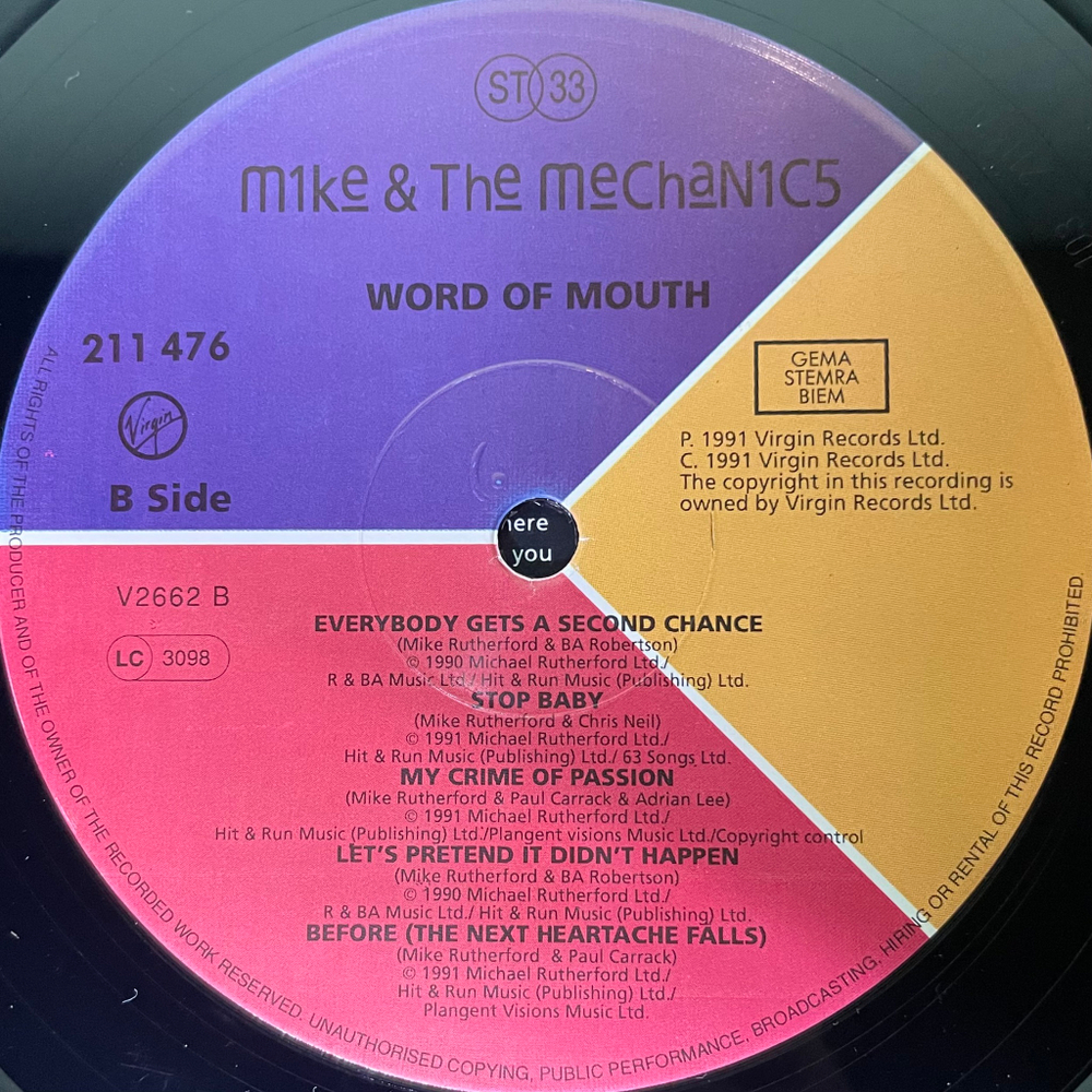 Mike & The Mechanics ‎– Word Of Mouth (Европа 1991г.)