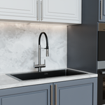 Смеситель для кухни 35k MIXLINE MLSS-0401 черный гиб. излив магнит, подкл.к фильтру, п/гайку САТИН