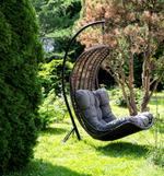 "Виши" подвесное кресло-кокон из искусственного ротанга, цвет коричневый с серо-коричневой подушкой