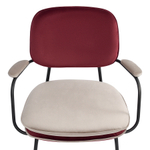 Стул с подлокотниками и контрастным кантом Pea, велюр, бордовый/бежевый