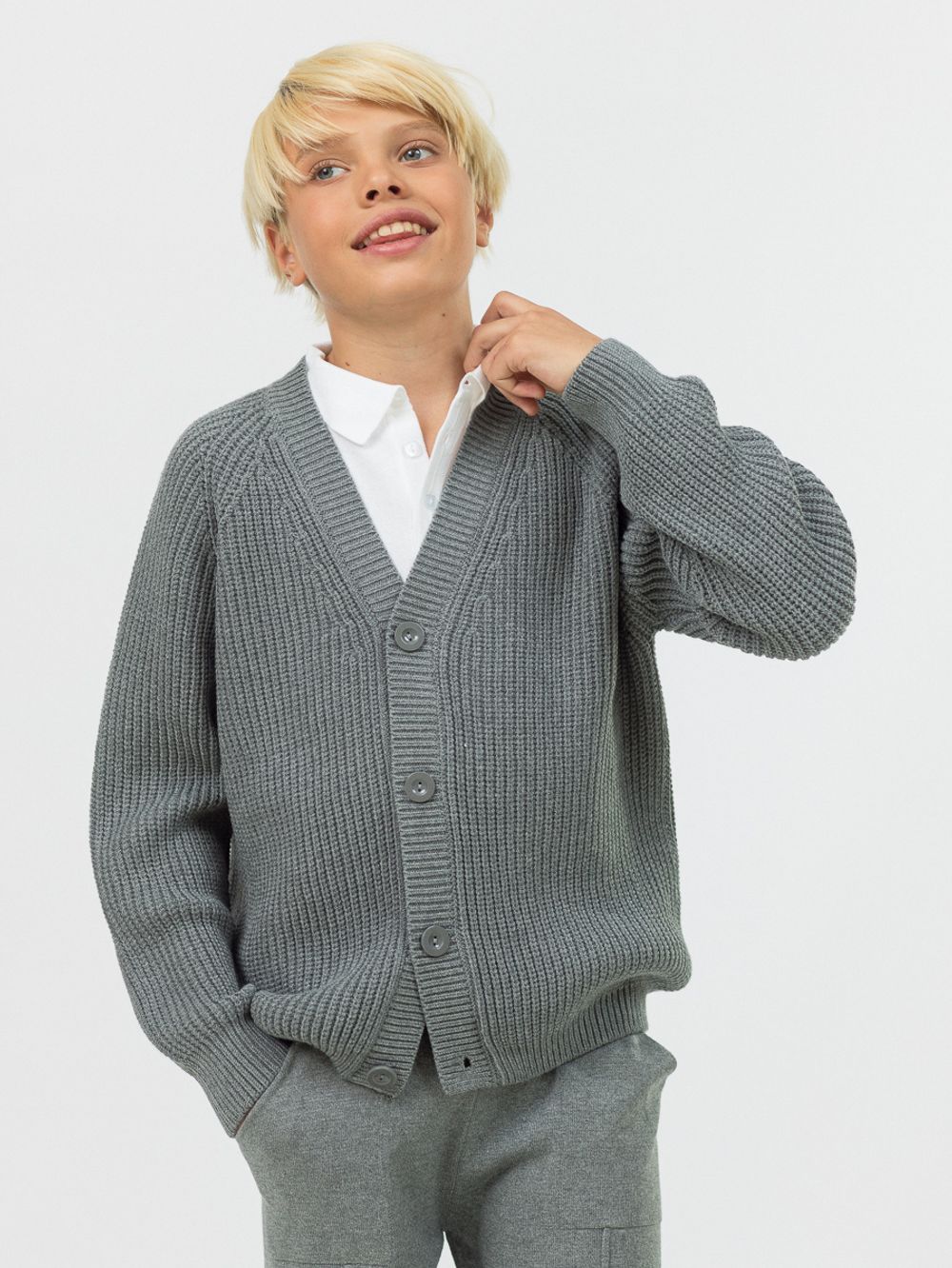 Кардиган для мальчик на пуговицах AT891-M серый