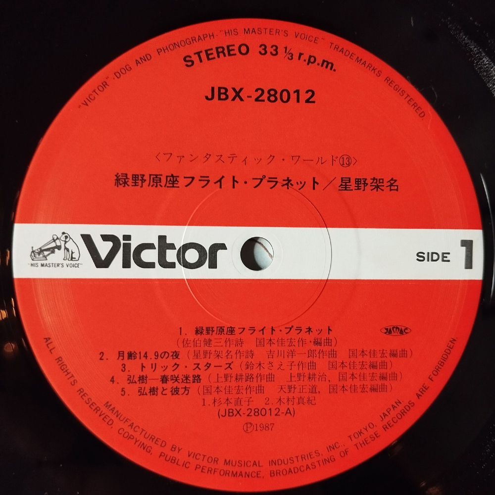 Винтажная виниловая пластинка LP Музыка Из Анимэ Flight Planet (Japan 1987) (Obi)