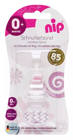 Держатель для пустышки NIP с крючком розовый