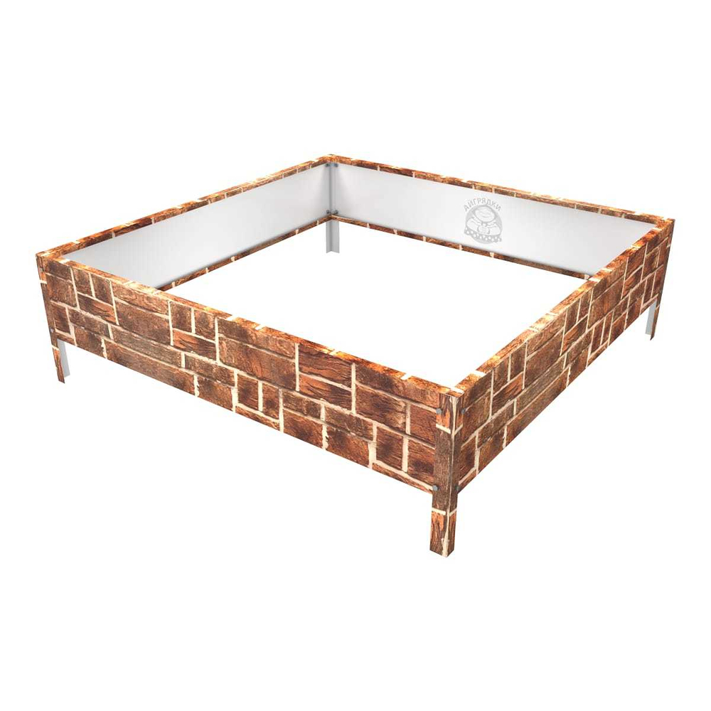 Клумба квадратная оцинкованная 1 ярус Кирпич