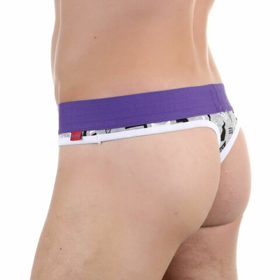 Сексуальные серые трусы-тонги с принтом в виде букв (Размер: M) (Цвет: серый)