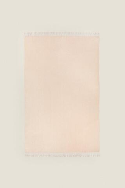 ZARA HOME ПЛЕД ИЗ СИНЕЛИ, СВЕТЛО-БЕЖЕВЫЙ