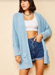 Qadın qolu qatlanan cibli jaket mavi 10161015