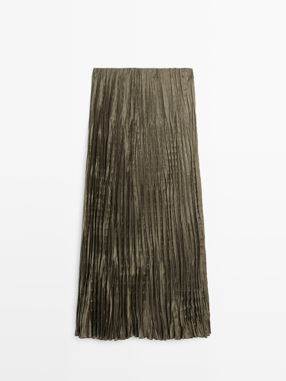 Massimo Dutti Плиссированная юбка миди, оливковый