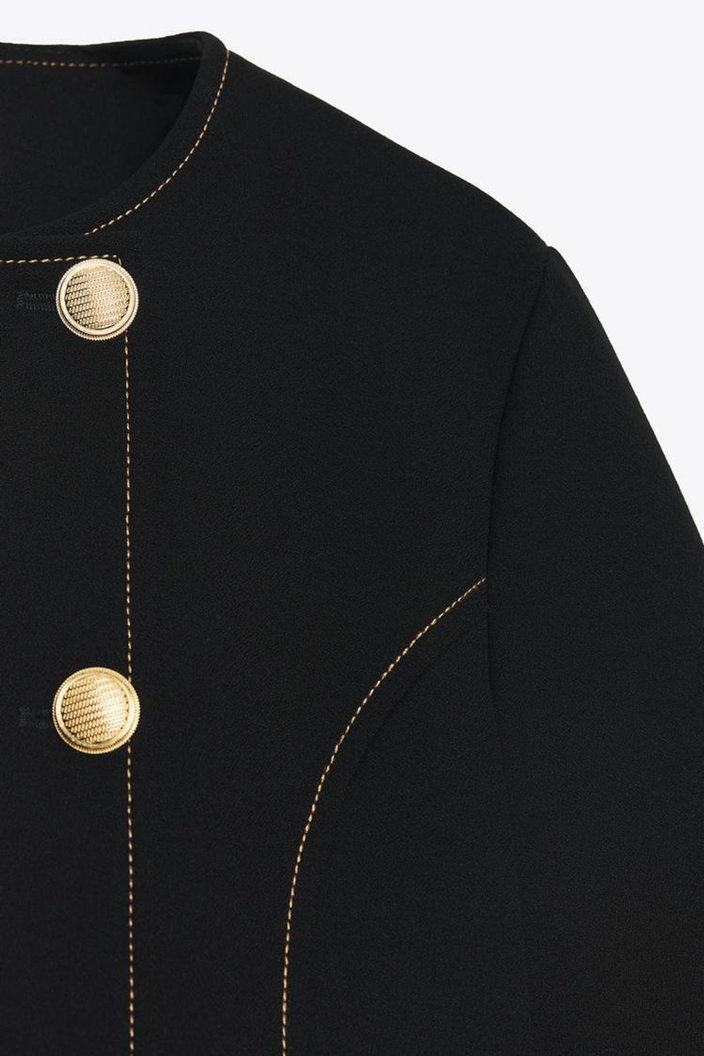 ZARA БЛЕЙЗЕР С КОРОТКИМИ РУКАВАМИ И КОНТРАСТНОЙ ОТДЕЛКОЙ, ЧЕРНЫЙ