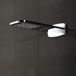 Верхний душ из стены 628х280 мм с каскадом, Easy Clean, полированная нержавеющая сталь/белый 390 5642