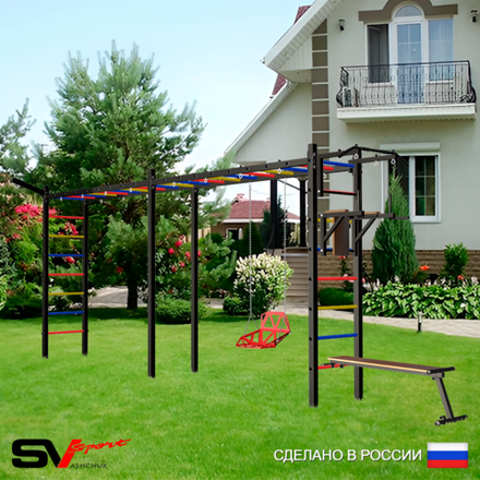 Уличная шведская стенка Sv Sport рукоход х 2 У54111 (Турник/Брусья/Скамья/Со спинкой/Кронш бокс)