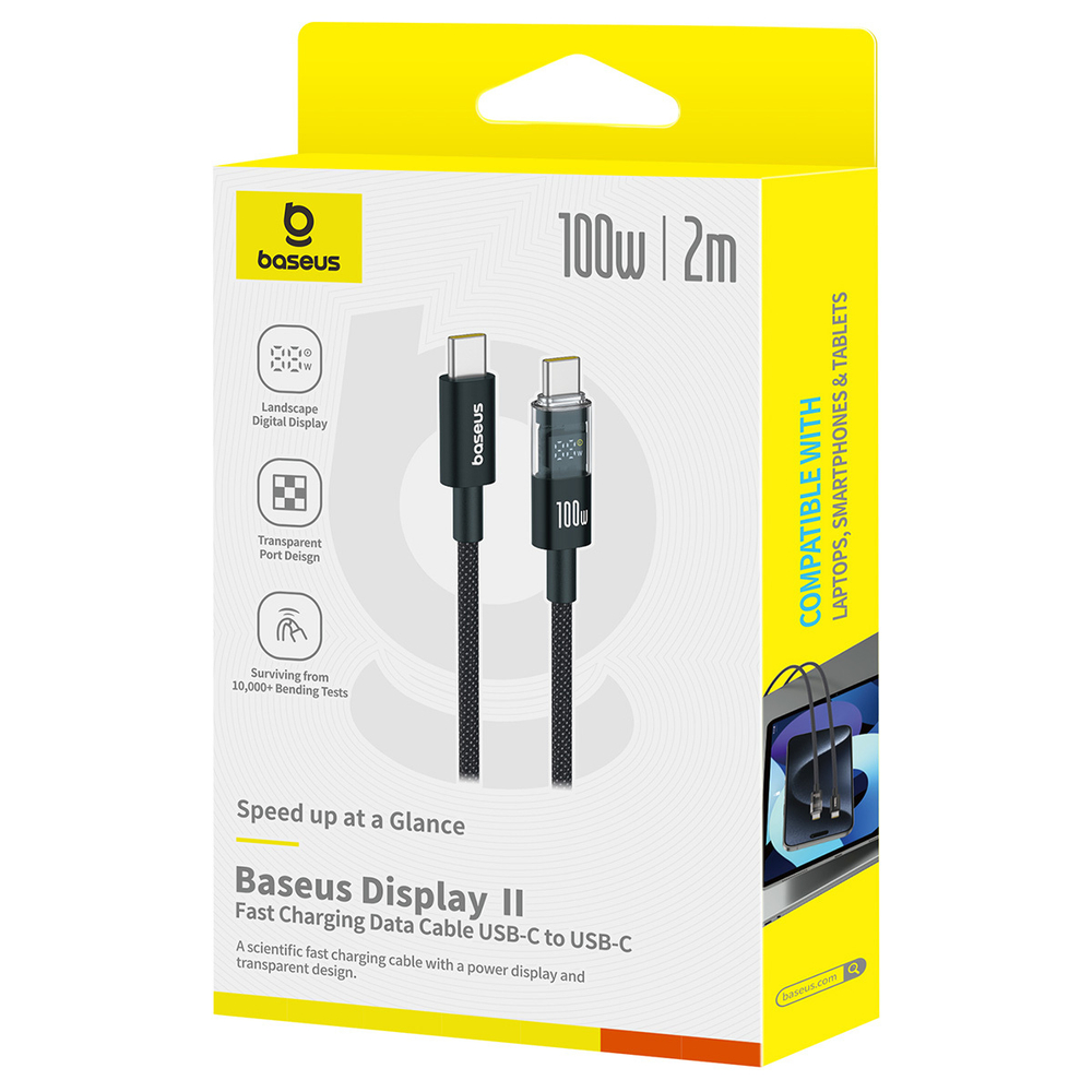 USB-C Кабель Baseus Display 2 Charging+Data 100W 1-2m - Cosmic Black