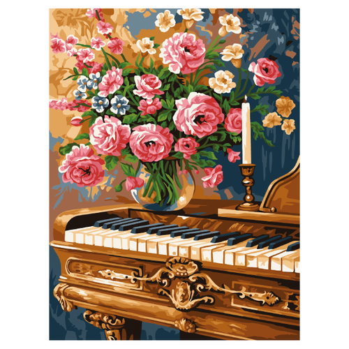 Картина по номерам на картоне "Цветочная мелодия", 30*40, с акриловыми красками и кистями, ТРИ СОВЫ