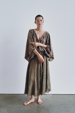 ZARA ОБЪЕМНЫЙ ЖАККАРДОВЫЙ ТОП — ZW COLLECTION, КОРИЧНЕВЫЙ