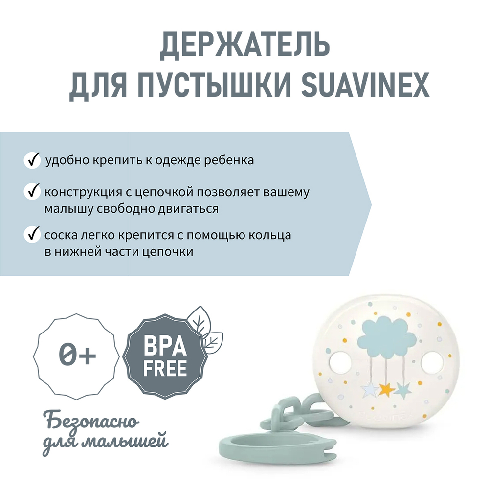 Клипса для пустышки Suavinex Dreams бирюзовый