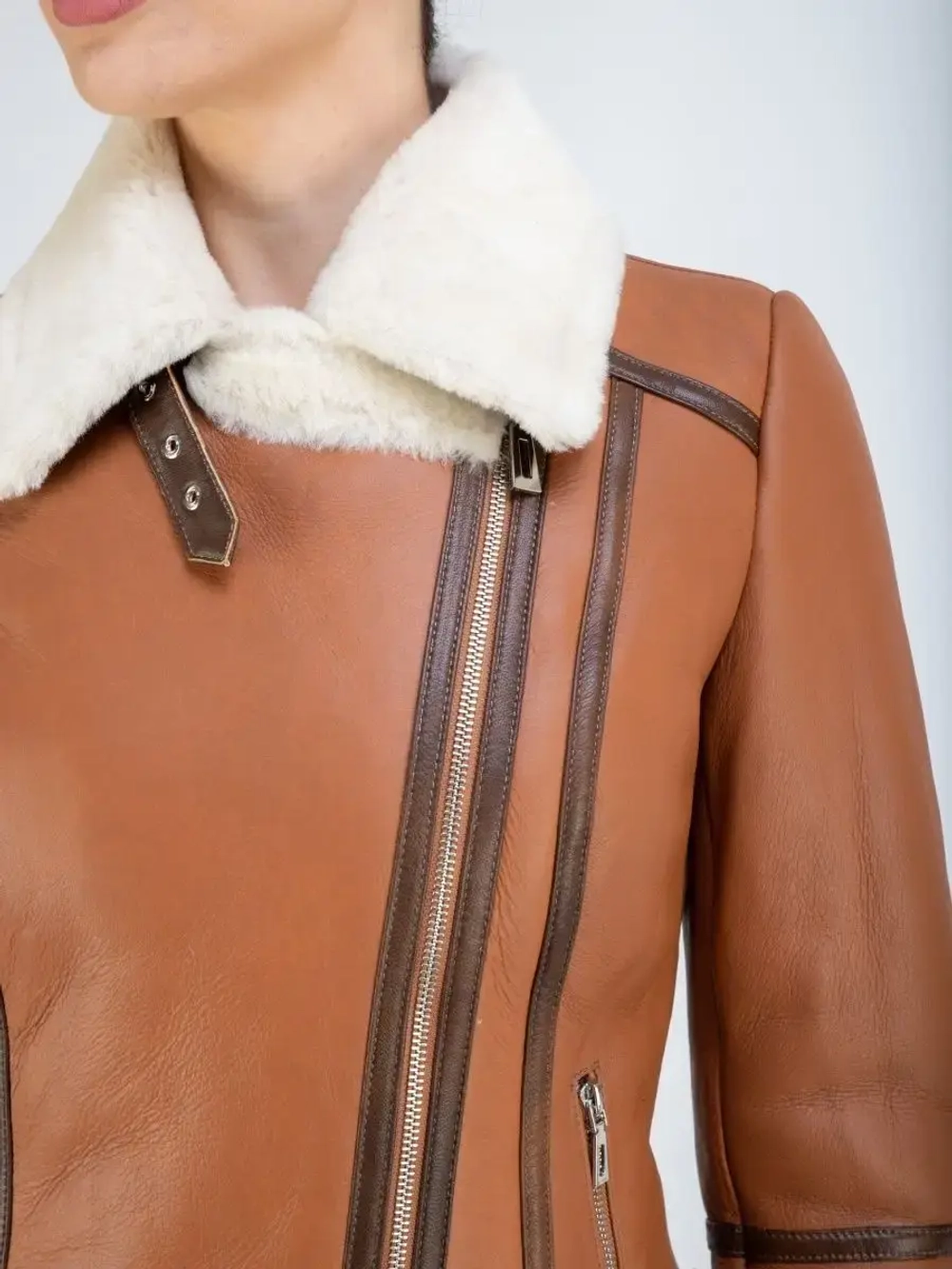 Дубленка авиатор натуральная короткая Турция