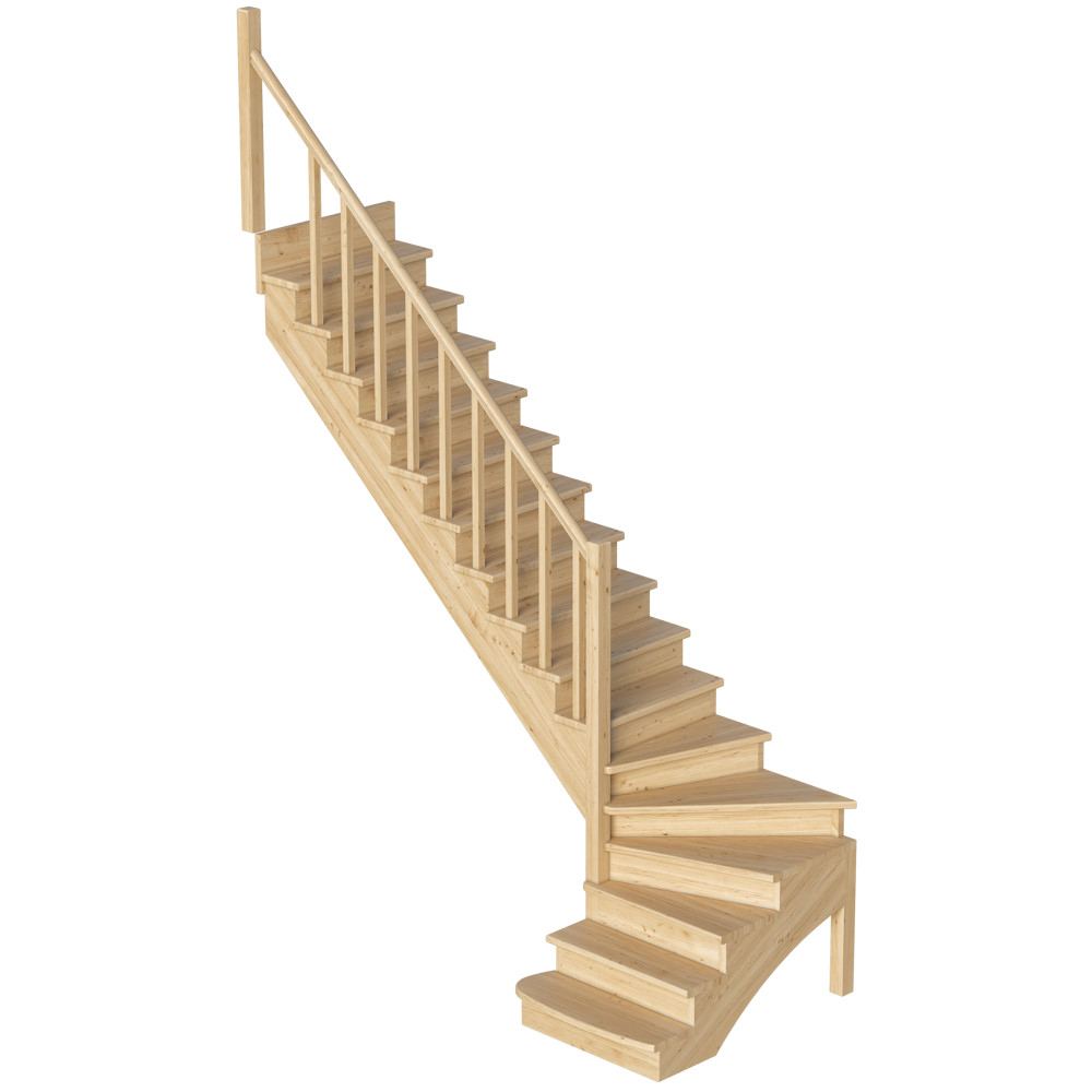 Лестница на второй этаж К-001м/5 Левая c подступенками