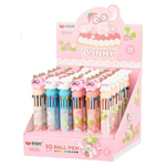 Ручка шариковая, автоматическая, 10в1, Basir, серия "BUNNY", 10-ти цветная, с резиновой фигуркой, 36 шт