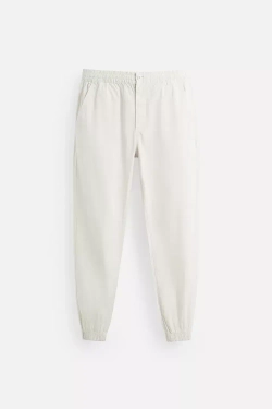 ZARA БРЮКИ-ДЖОГГЕРЫ ИЗ ТКАНИ С ЭФФЕКТОМ ПОТЕРТОСТИ, КАМЕННО-СЕРЫЙ