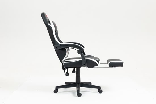 Кресло спортивное TopChairs Prophet с оттоманкой черно-белый