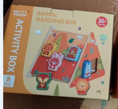 Развивающая игрушка деревянная Бизидомик Звери, коробка C-41736