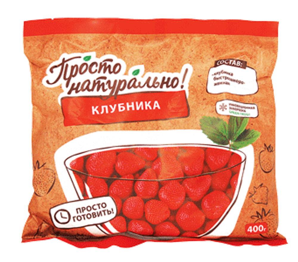 Клубника замороженная (фасовка) 400 гр, 12 шт.