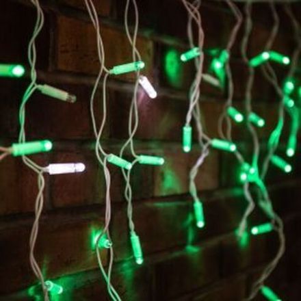 Гирлянда "Айсикл" 4,8х0,6 м, с эффектом мерцания, белый ПВХ, 176LED, цвет: Зелёный, 230В