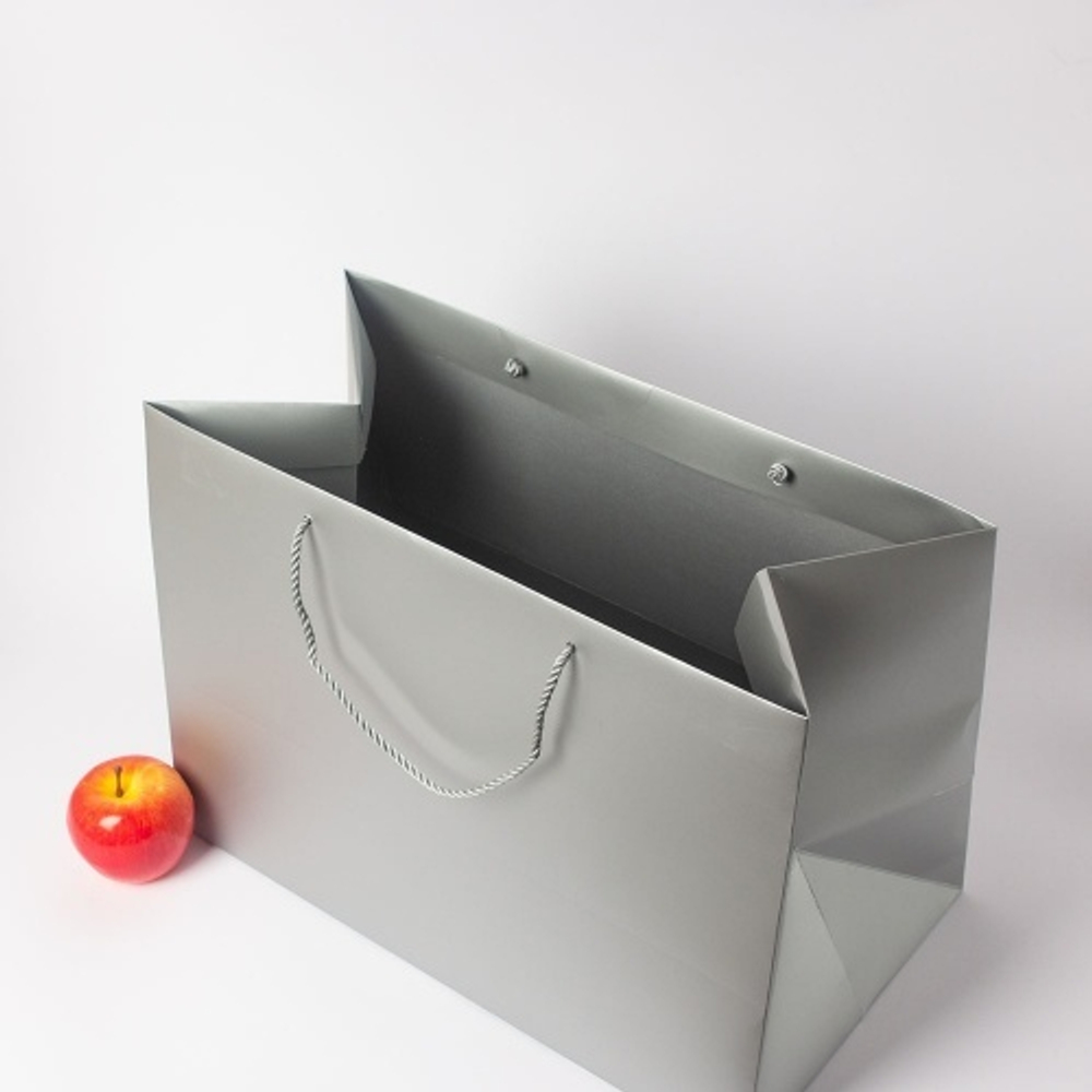 Пакет 45x32x25, серебро, витой шнур, картон VIP