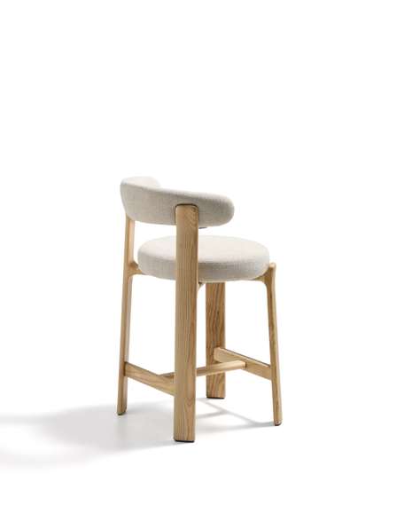 Полубарный стул Granite 65 см, бежевый шенилл, массив ясеня в натуральном цвете