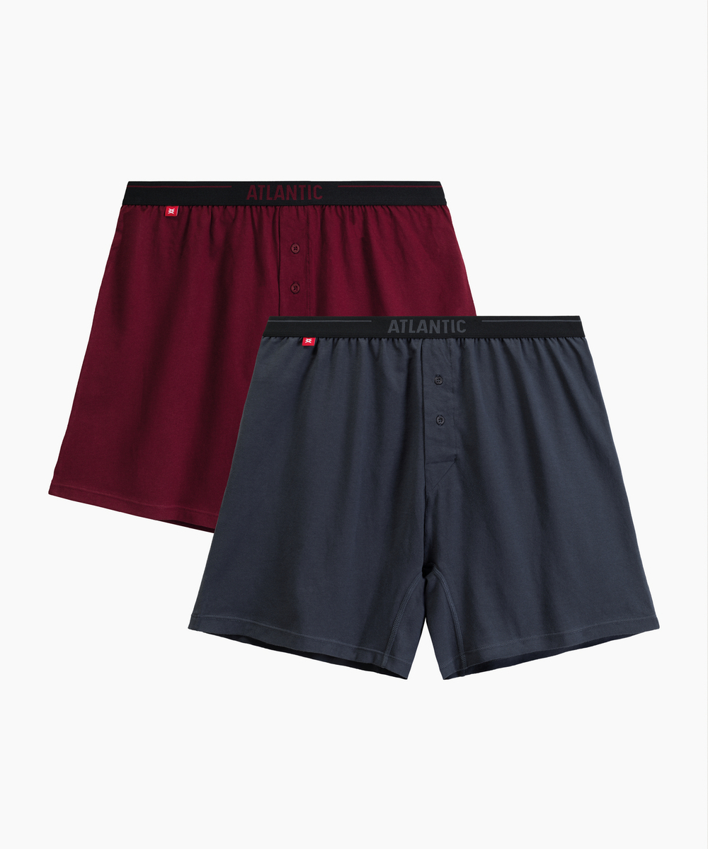 Мужские трусы боксеры Atlantic, набор из 2 шт., хлопок, каберне + графитовые, 2MBX-025