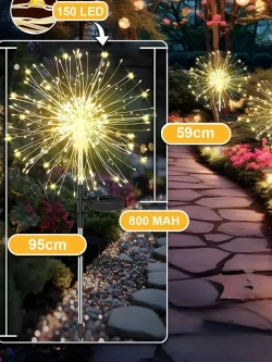 Ландшафтный беспроводной светильник на солнечной батарее, 2 шт, уличный наземный фонарь для дачи сада и огорода, фейерверк