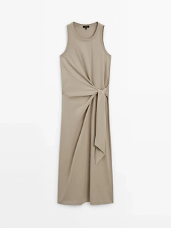 Massimo Dutti Платье миди с завязками, дымчатый