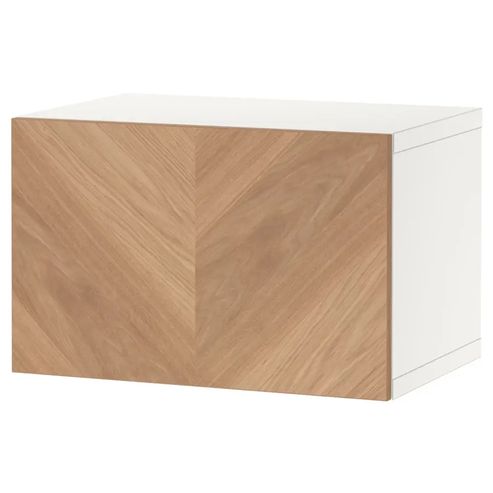Настенный шкаф - IKEA BESTÅ/BESTA, 60x42x38 см, белый/дуб, БЕСТО ИКЕА