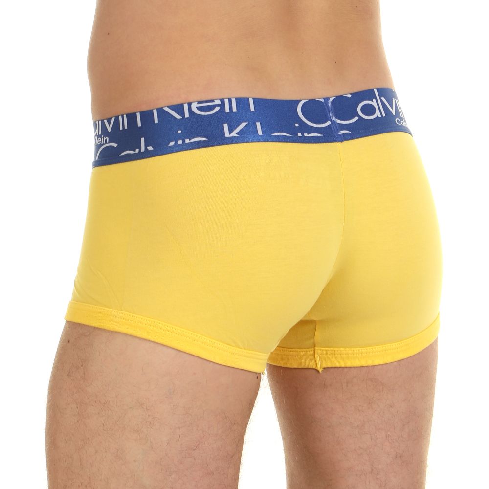 Мужские трусы боксеры желтые с синей резинкой Calvin Klein Steel Boxer Italics Brown