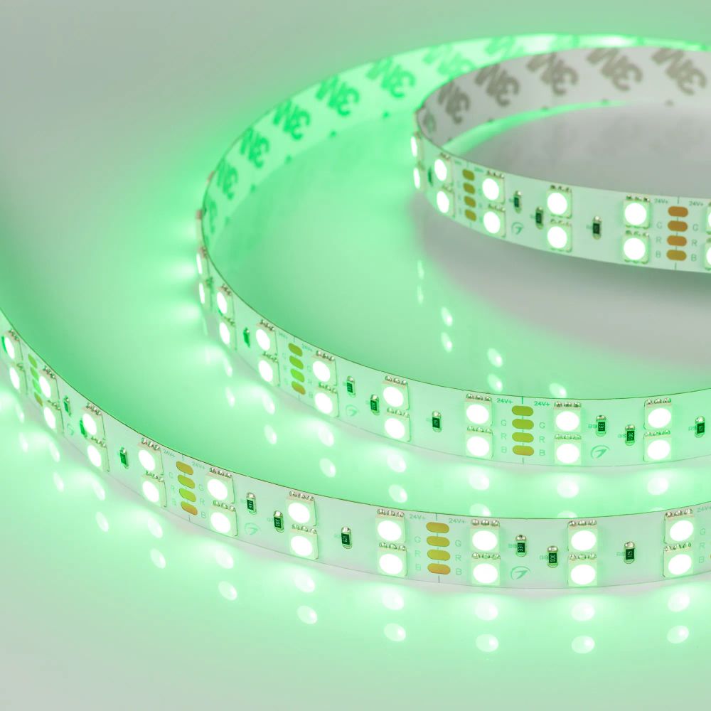 Светодиодная лента RT-B120-15mm 24V RGB (28.8 W/m, IP20, 5060, 5m) (Arlight, Открытый) 011205(2)