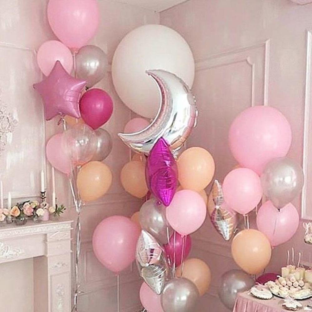 Шар (35"/89 см) Фигура, Полумесяц, Серебро 1 шт.