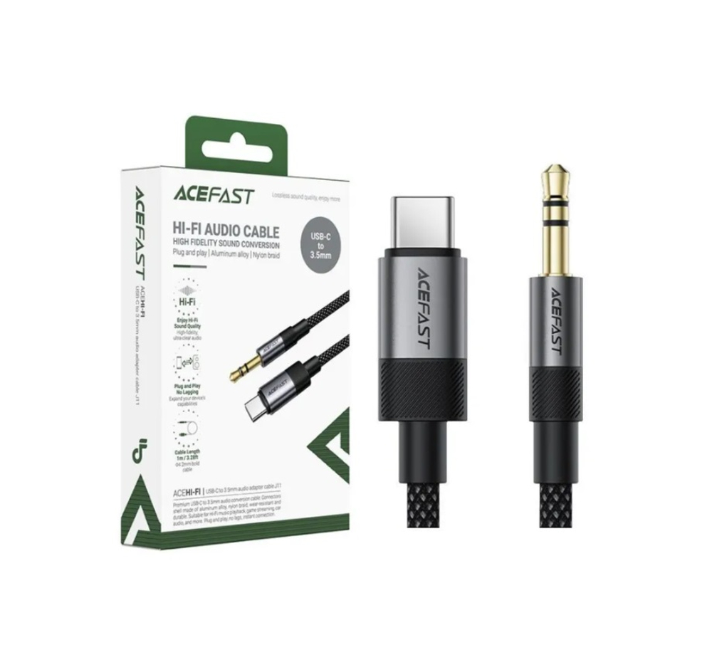Аудио Адаптер ACEFAST J11 Type-C - 3.5mm AUX (черный) 1м