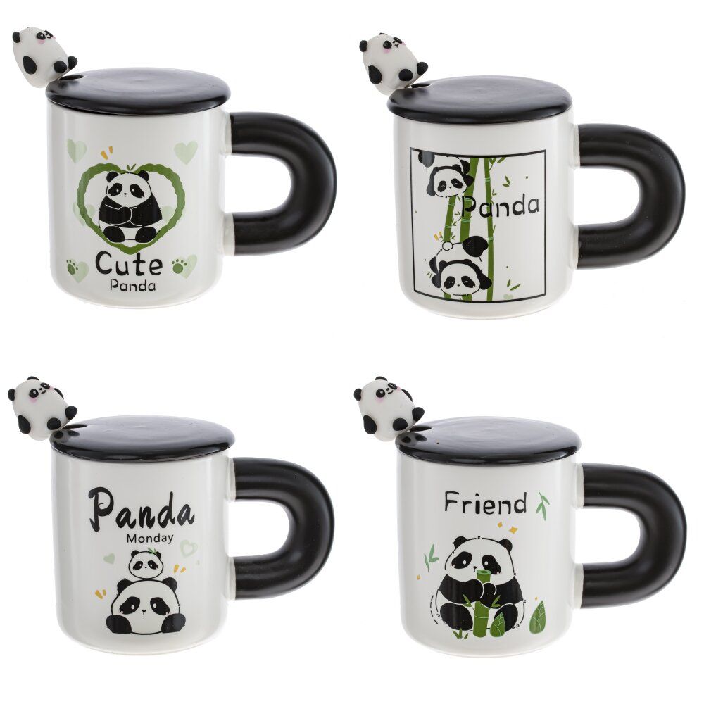 GAEM Кружка с крышкой и ложкой, 430 мл, L8,5 W8,5 H9,8 см, 4в.