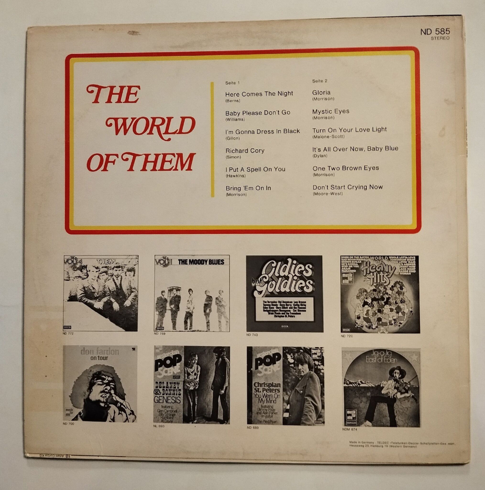 Винтажная виниловая пластинка LP Them The World Of Them (Germany 1975)