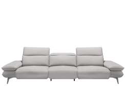 Трехместный диван с элетро-реклайнером 4429, светло-серая натуральная кожа